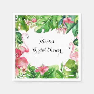 Flamingo Tropics Summer Birthday Party Elegant Napkin