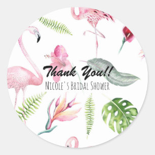 Flamingo Tropics Summer Birthday Party Favour Classic Round Sticker