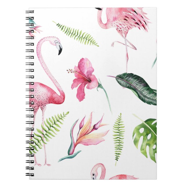 Flamingo Tropics Summer Island Chic Hibiscus Pink Notebook (Front)