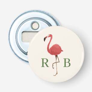 Flamingo Tropics Wedding Favour, Monogram Bottle Opener