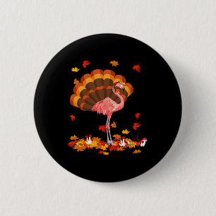 Flamingo Turkey Cute Flamingo Turkey Fall Leaf Tha 6 Cm Round Badge