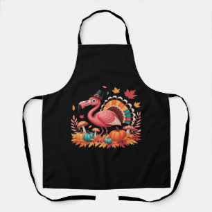 Flamingo Turkey Cute Flamingo Turkey Fall Leaf Tha Apron