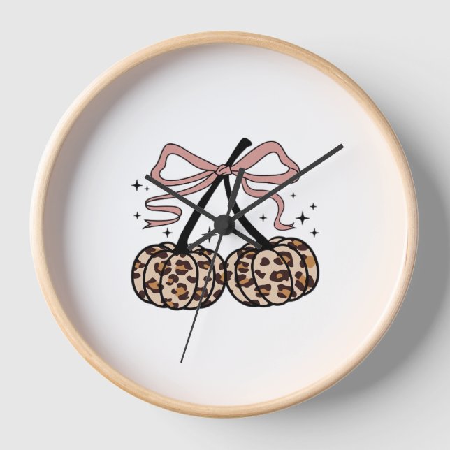 Flamingo Turkey Cute Flamingo Turkey Fall Leaf Tha Clock (Front)