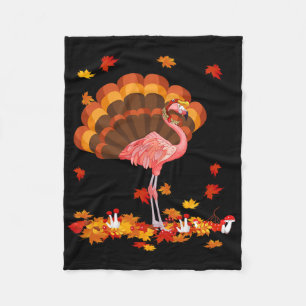 Flamingo Turkey Cute Flamingo Turkey Fall Leaf Tha Fleece Blanket