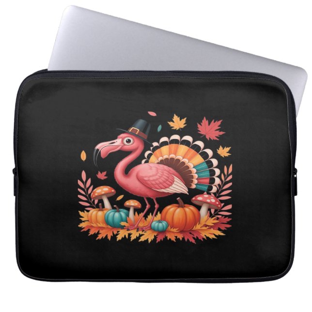 Flamingo Turkey Cute Flamingo Turkey Fall Leaf Tha Laptop Sleeve (Front)