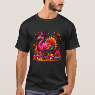 Flamingo Turkey Cute Flamingo Turkey Fall Leaf Tha T-Shirt