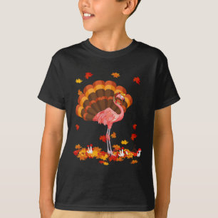 Flamingo Turkey Cute Flamingo Turkey Fall Leaf Tha T-Shirt