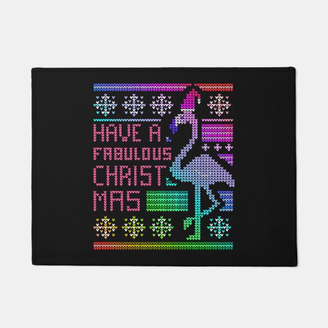 Flamingo Ugly Christmas Sweater Humour Fun Saying Doormat (Front)