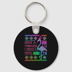 Flamingo Ugly Christmas Sweater Humour Fun Saying Key Ring