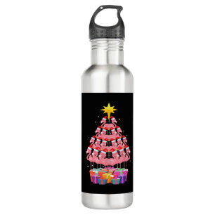 Flamingo Ugly Christmas Tree Funny Gift 710 Ml Water Bottle