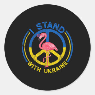 Flamingo Ukraine I Stand With Ukraine Flag Support Classic Round Sticker
