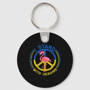 Flamingo Ukraine I Stand With Ukraine Flag Support Key Ring