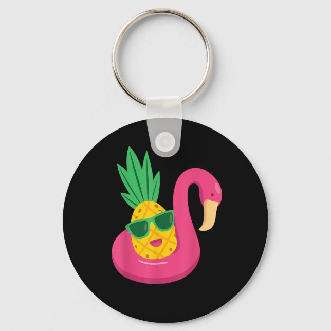 Flamingo Upside Down Pineapple Swinger  Men & Wome Key Ring (Front)