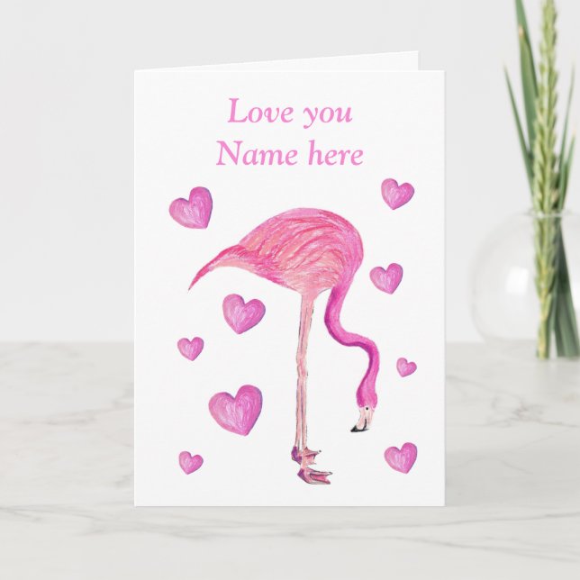 Flamingo Valentine Holiday Card (Front)