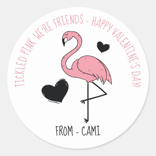 Flamingo Valentine Sticker (Front)