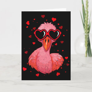 Flamingo Valentine Sungles Heart Cute Lovers  Card