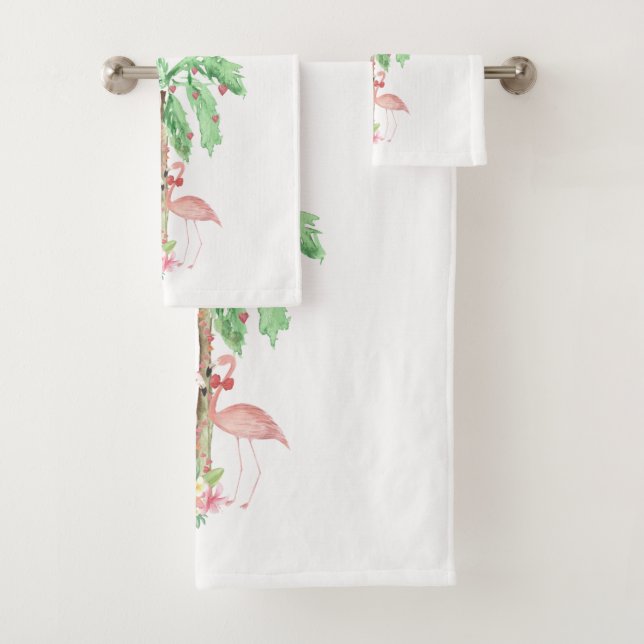 Flamingo Valentines Day Towel Set  (Insitu)