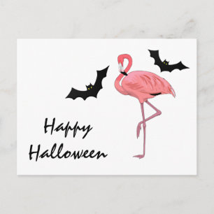 Flamingo Vampire Bats Halloween Postcard