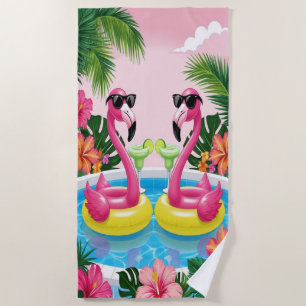 Flamingo Vibes Beach Towel