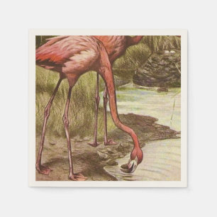 Flamingo Vintage Illustration  Napkin