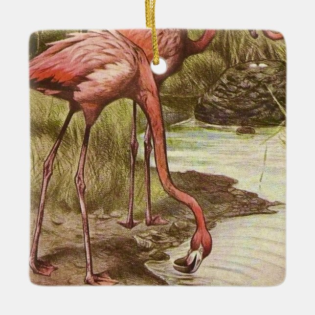 Flamingo Vintage Illustration Ornament (Front)