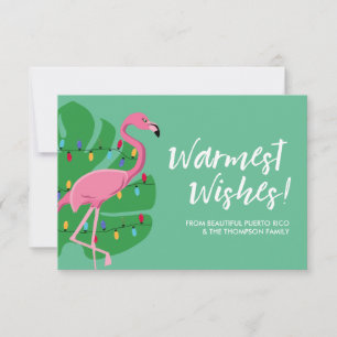 Flamingo Warmest Wishes Holiday Family  Card
