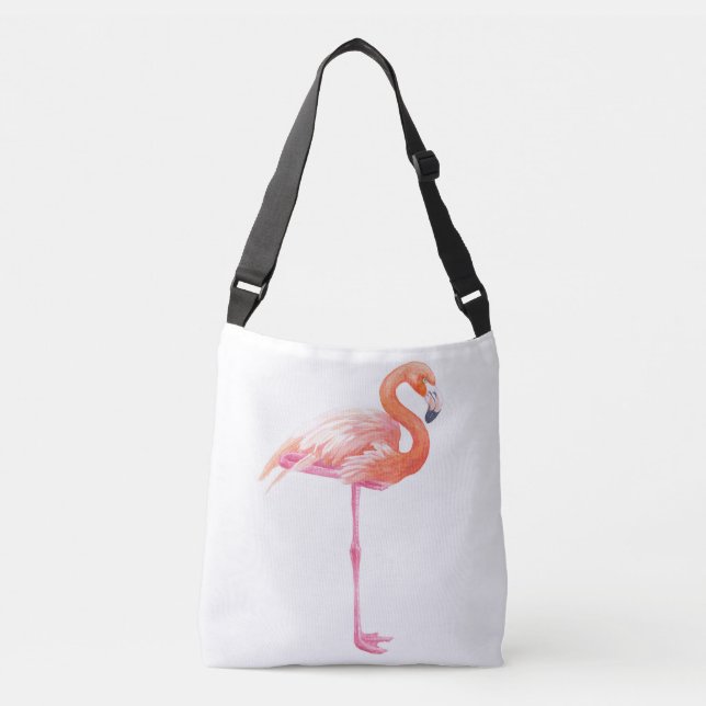 Flamingo watercolor crossbody bag (Front)