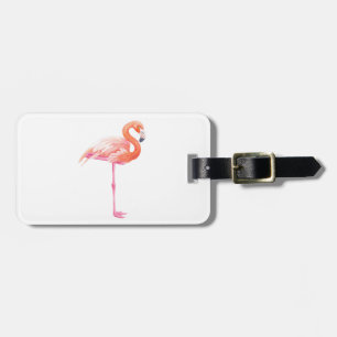 Flamingo watercolor luggage tag