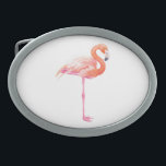 Flamingo watercolor oval belt buckle<br><div class="desc">Flamingo painted with watercolors.</div>