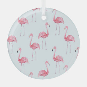 Flamingo watercolor, pastel background seamless pa glass tree decoration