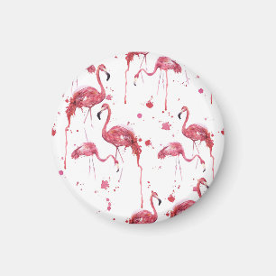 Flamingo watercolor pattern, vibrant design. magnet