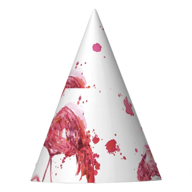 Flamingo watercolor pattern, vibrant design. party hat (Front)