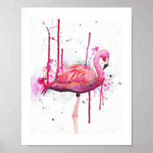 flamingo watercolor poster