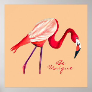 Flamingo watercolor pretty art poster