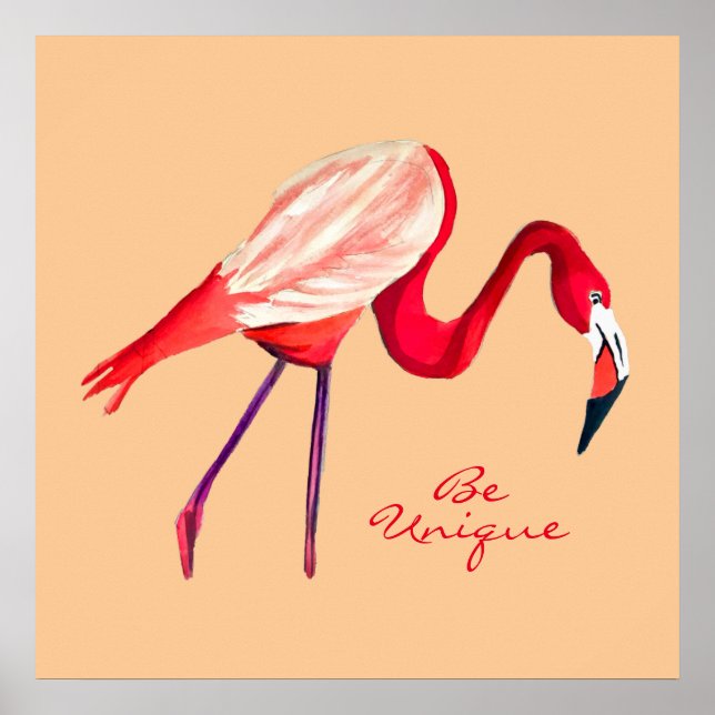 Flamingo watercolor pretty art poster (Front)