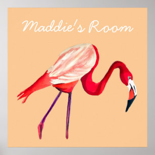 Flamingo watercolor pretty art poster