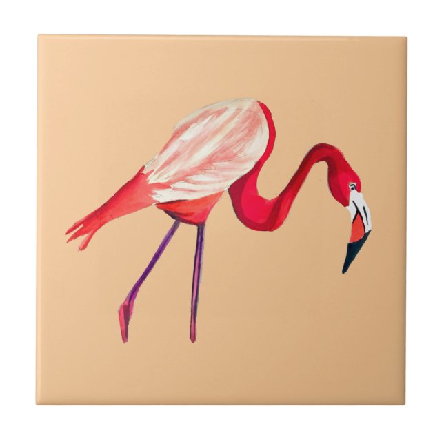 Flamingo watercolor pretty art tile (Front)