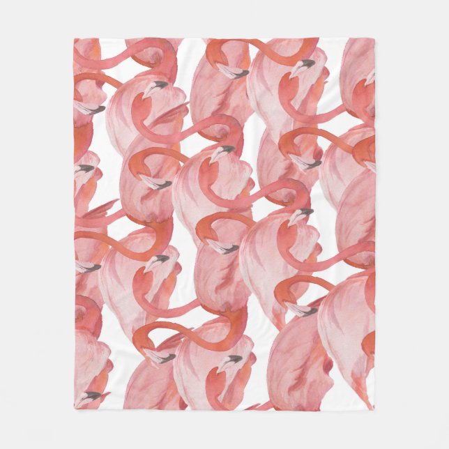 Flamingo Watercolor: Seamless Pattern Fleece Blanket (Front)