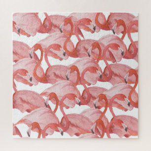 Flamingo Watercolor: Seamless Pattern Jigsaw Puzzle