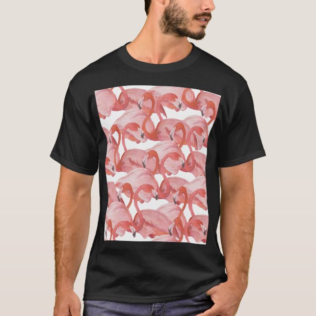 Flamingo Watercolor: Seamless Pattern T-Shirt (Front)