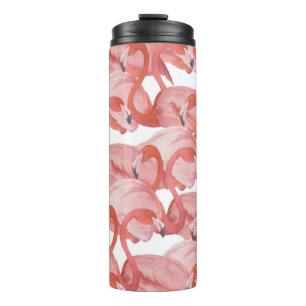 Flamingo Watercolor: Seamless Pattern Thermal Tumbler