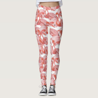 Flamingo Watercolor: Seamless Small Pattern Leggings