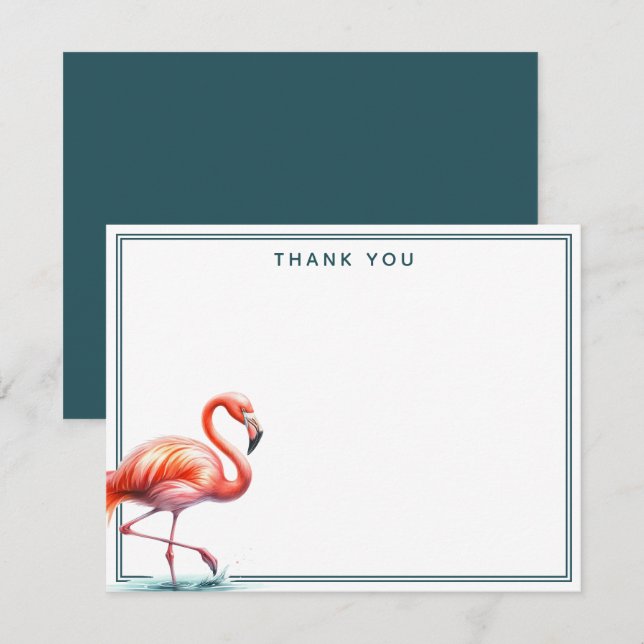 Flamingo Watercolor Thank You Card (Front/Back)