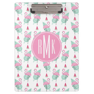 Flamingo & Watermelon Pastel Pattern Clipboard