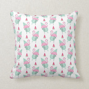 Flamingo & Watermelon Pastel Pattern Cushion