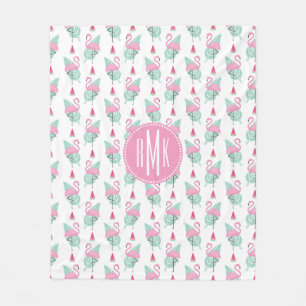 Flamingo & Watermelon Pastel Pattern Fleece Blanket