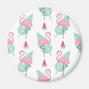 Flamingo & Watermelon Pastel Pattern Magnet