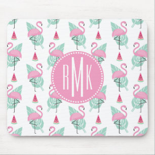 Flamingo & Watermelon Pastel Pattern Mouse Mat