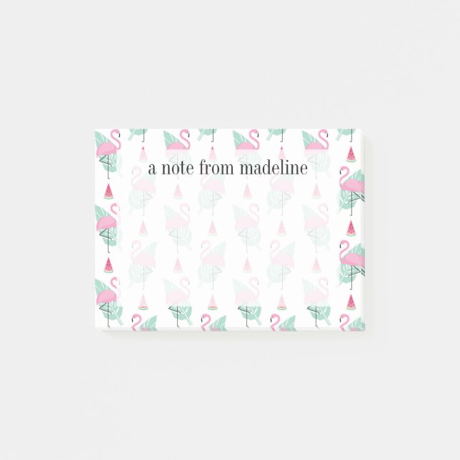 Flamingo & Watermelon Pastel Pattern Post-it Notes (Front)