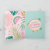 Flamingo & Watermelon Tropical Birthday Cake Card (Inside)